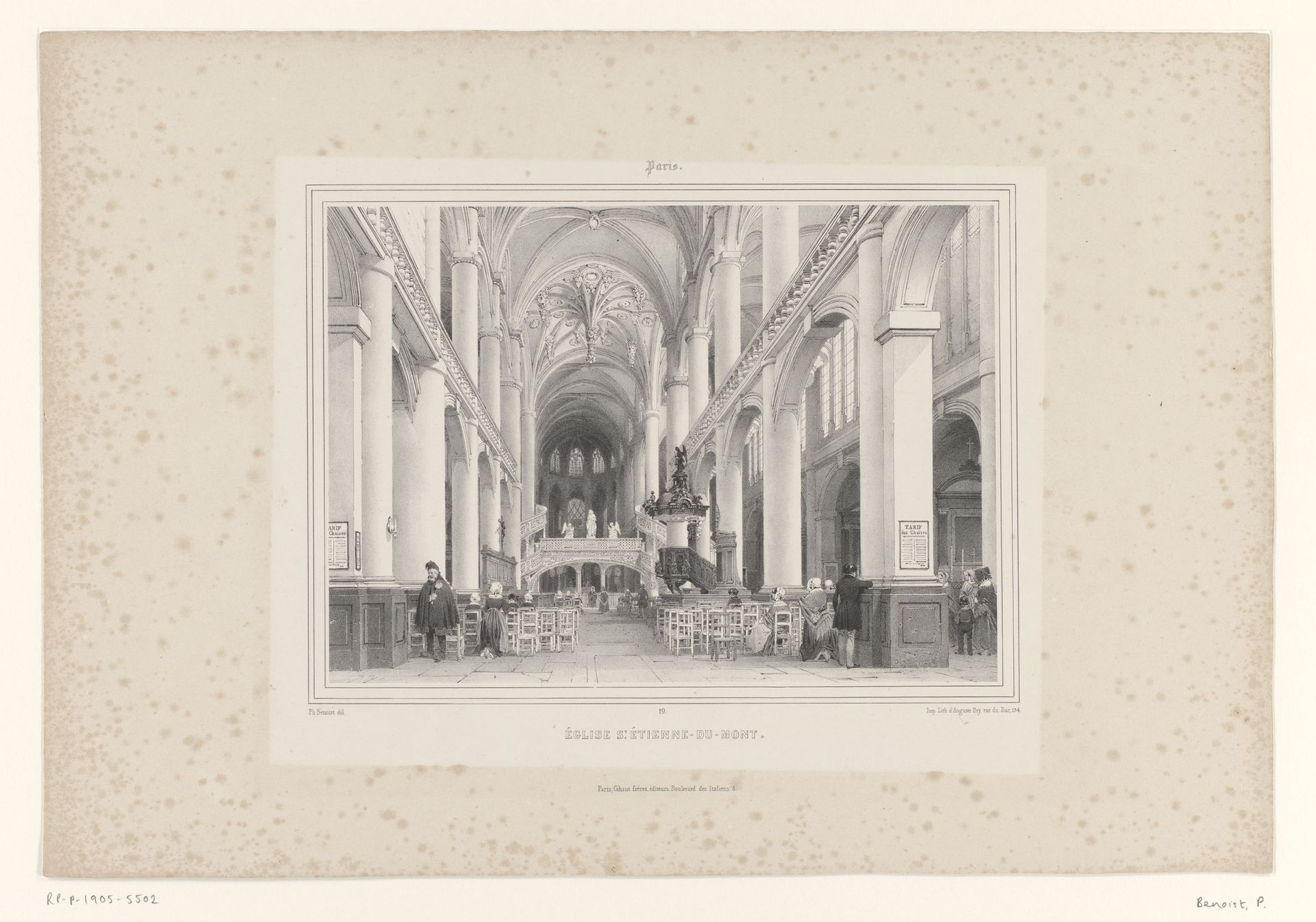 Zicht op het interieur van de kerk Saint-Étienne-du-Mont by Philippe Benoist