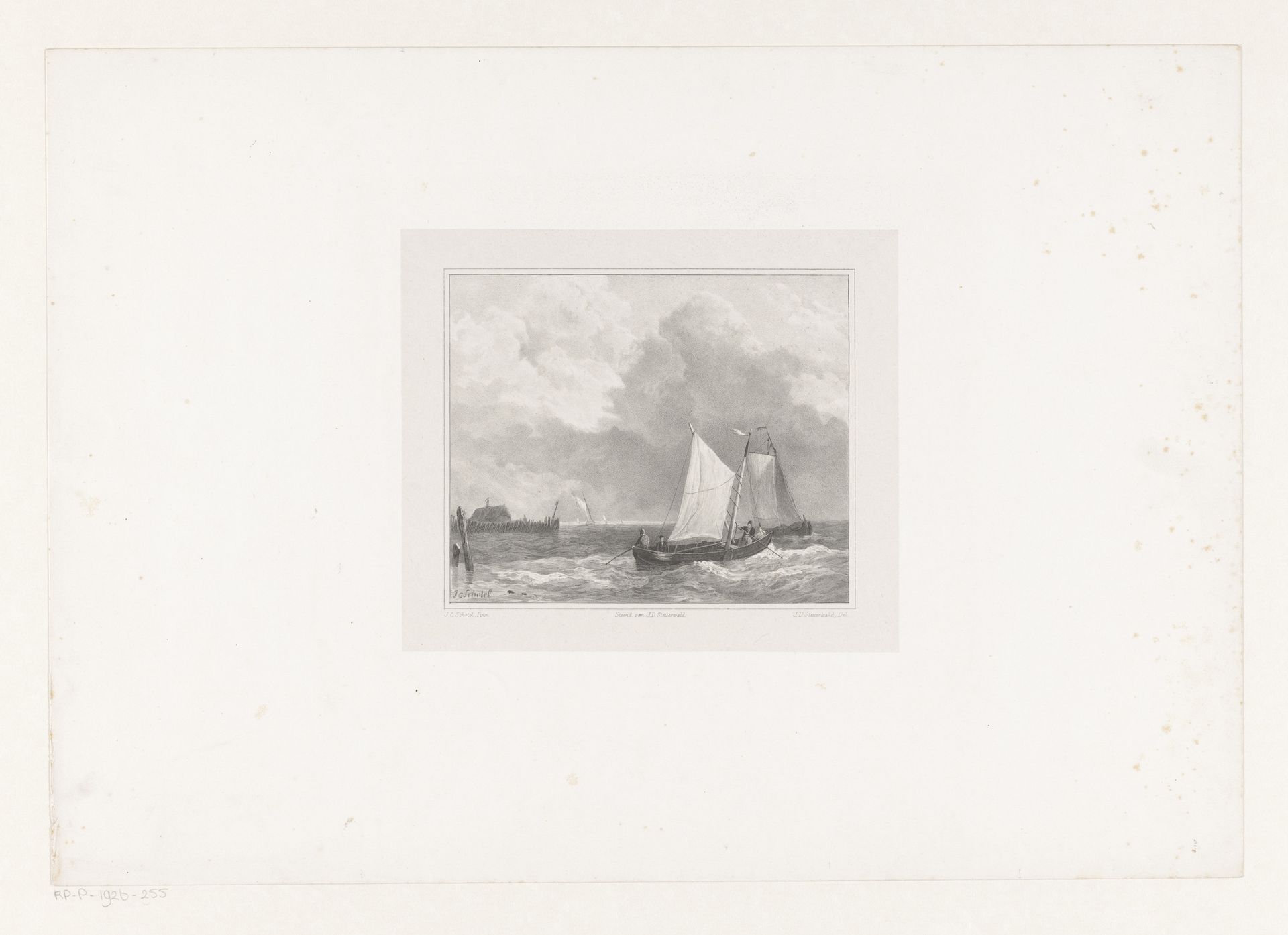 Zeilboten op zee by Jan Dam Steuerwald