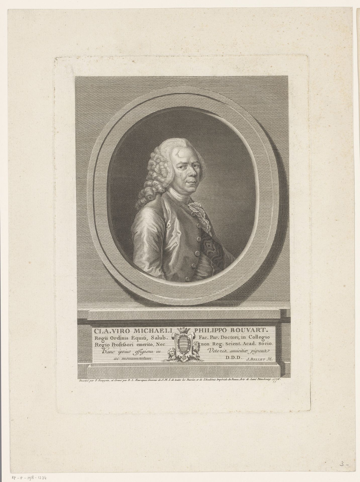 Portret van Michel Philippe Bouvart by Benoît Louis Henriquez