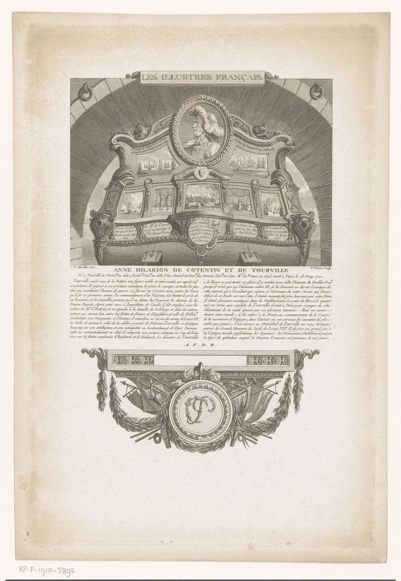Allegorisch portret van Anne Hilarion de Tourville by Nicolas Ponce