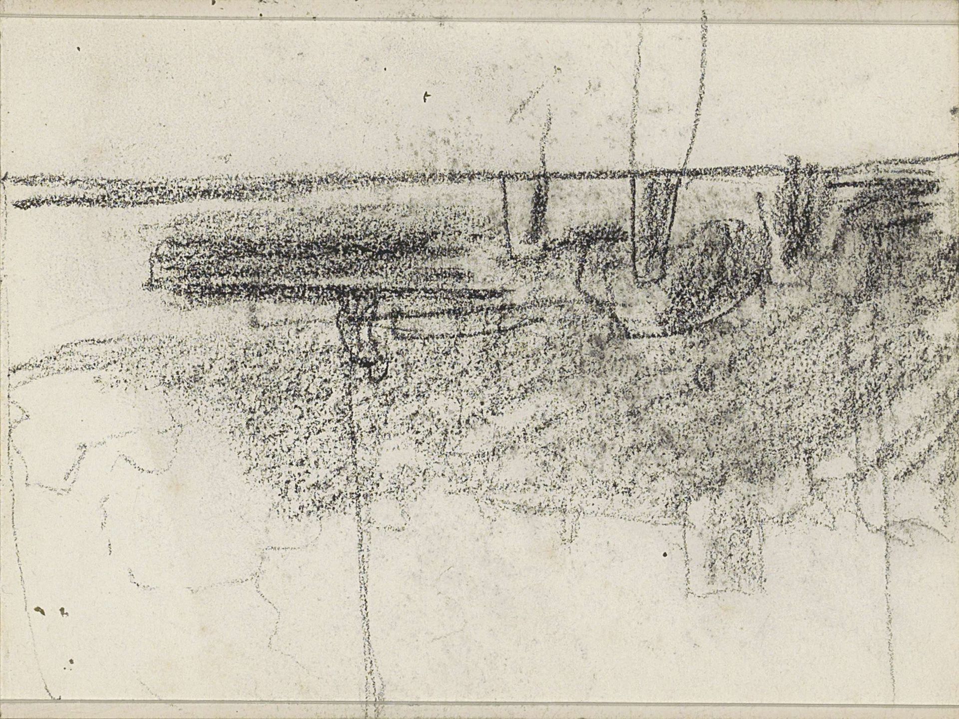 Man staand op een aangemeerde boot aan een kade by Anton Mauve