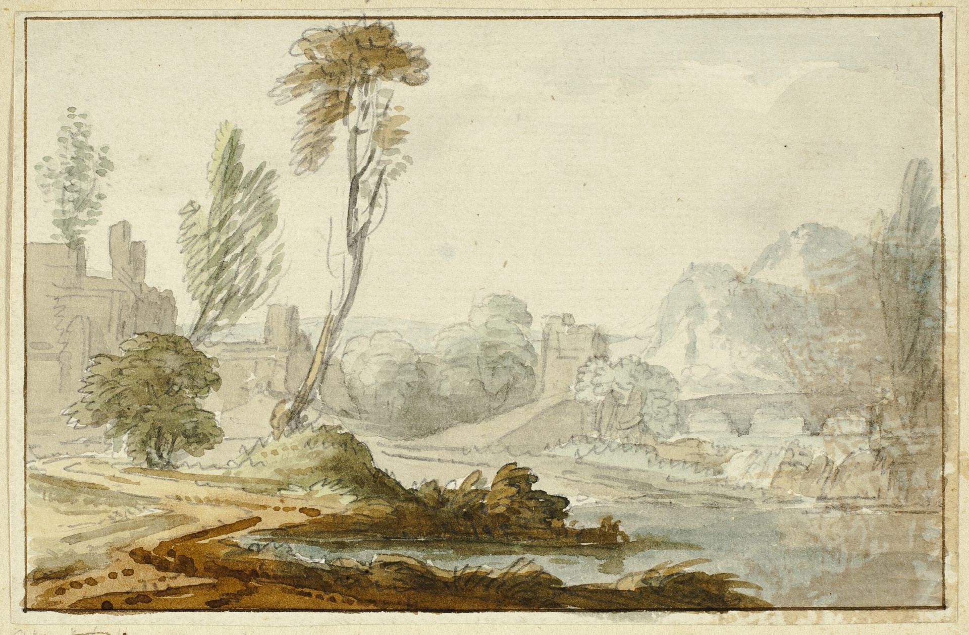 Idyllic Landscape by Jean-Baptiste-Claude Chatelain
