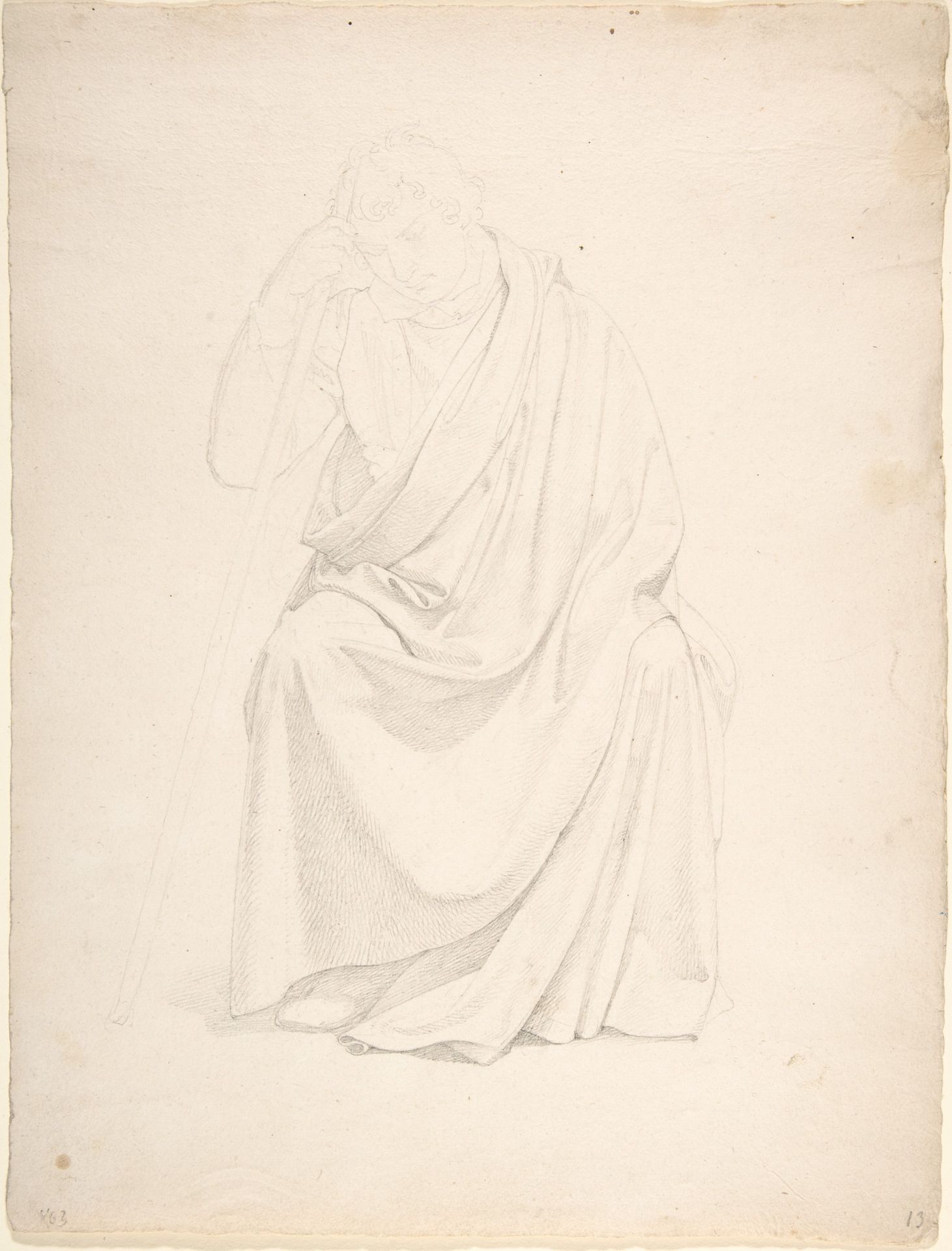A Drapery Study of a Seated Man by Johann Friedrich Overbeck
