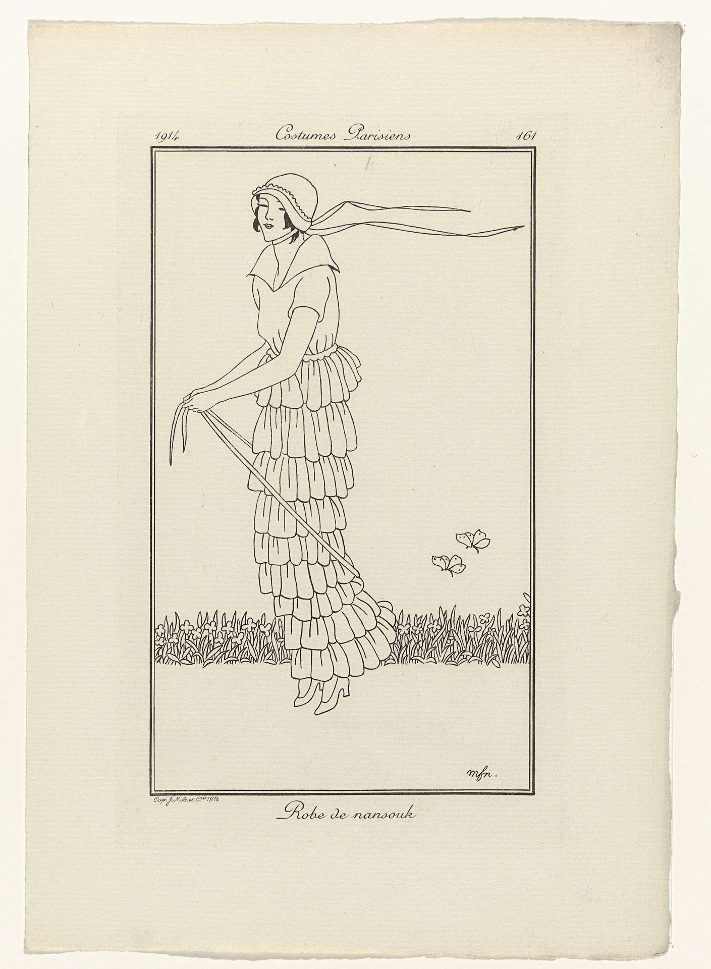 Journal des Dames et des Modes, Costumes Parisiens, 1914, No. 161 : Robe de nansouk by Monogrammist MFN