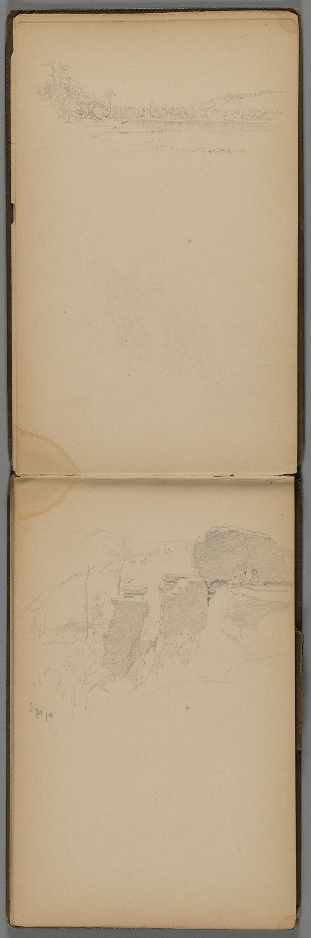 Rocky Landscape with Three Figures; verso: Rocky Landscape with Seated Figure and Small Landscape by Sanford Robinson Gifford