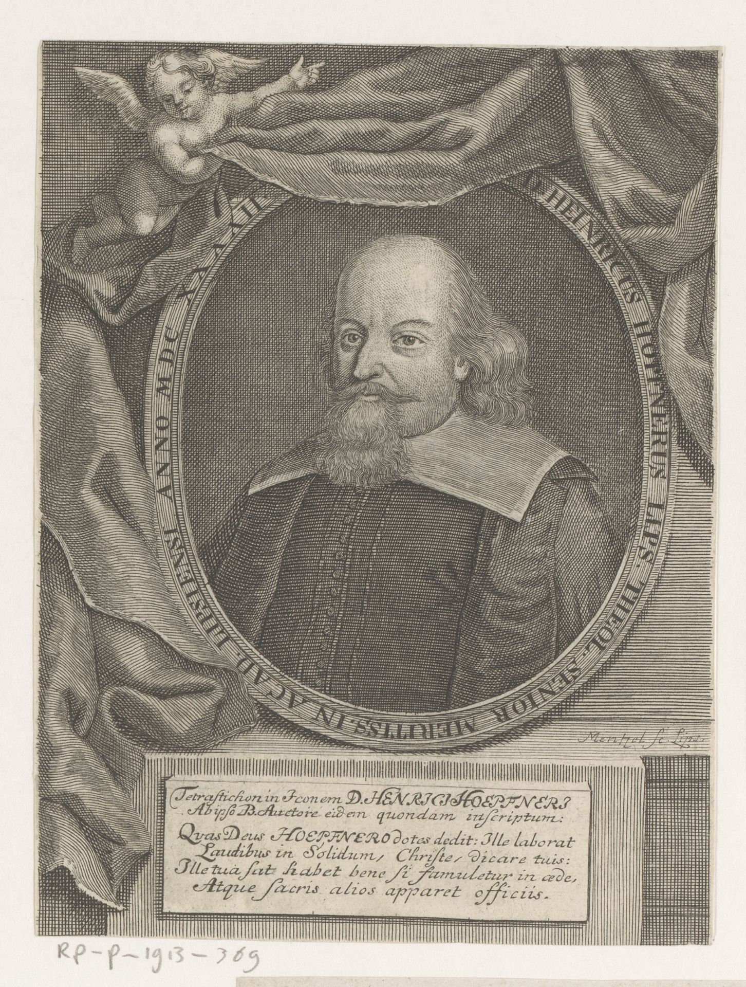 Portret van Heinrich Höpfner by Johann Georg Mentzel