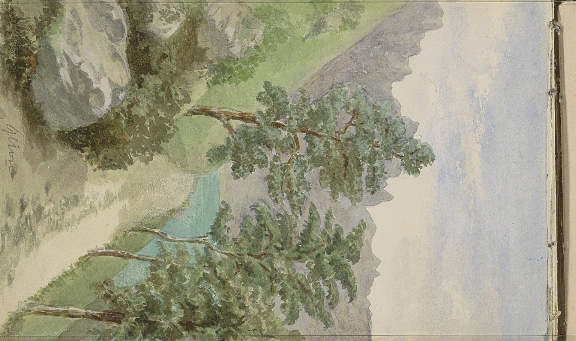 Berglandschap met water bij Glion by Anna Catharina Maria van Eeghen