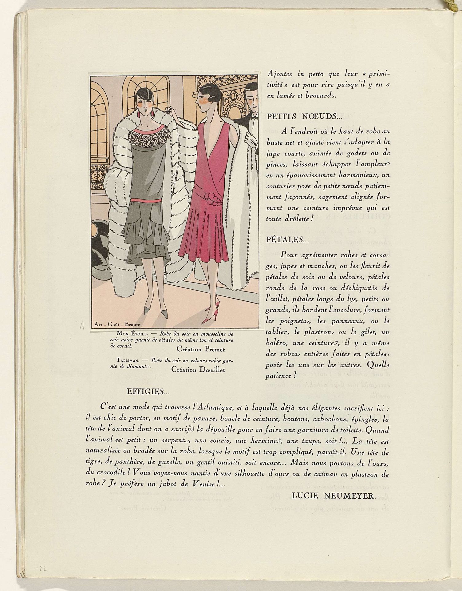 Art - Goût - Beauté, Feuillets de l' élégance féminine, Février 1926, No. 66, 6e Année, p. 22 by Anonymous