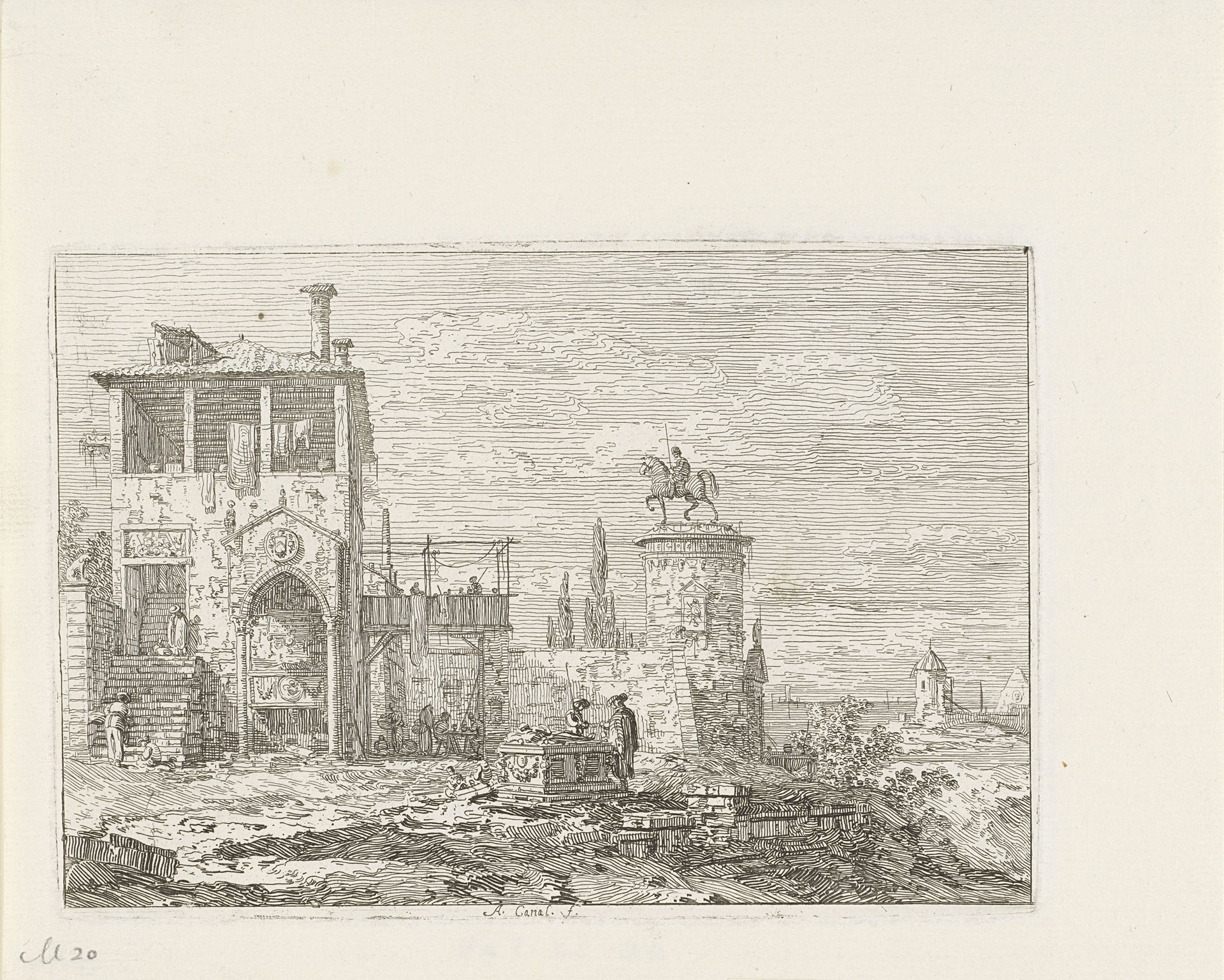 Plein met ruiterstandbeeld by Canaletto