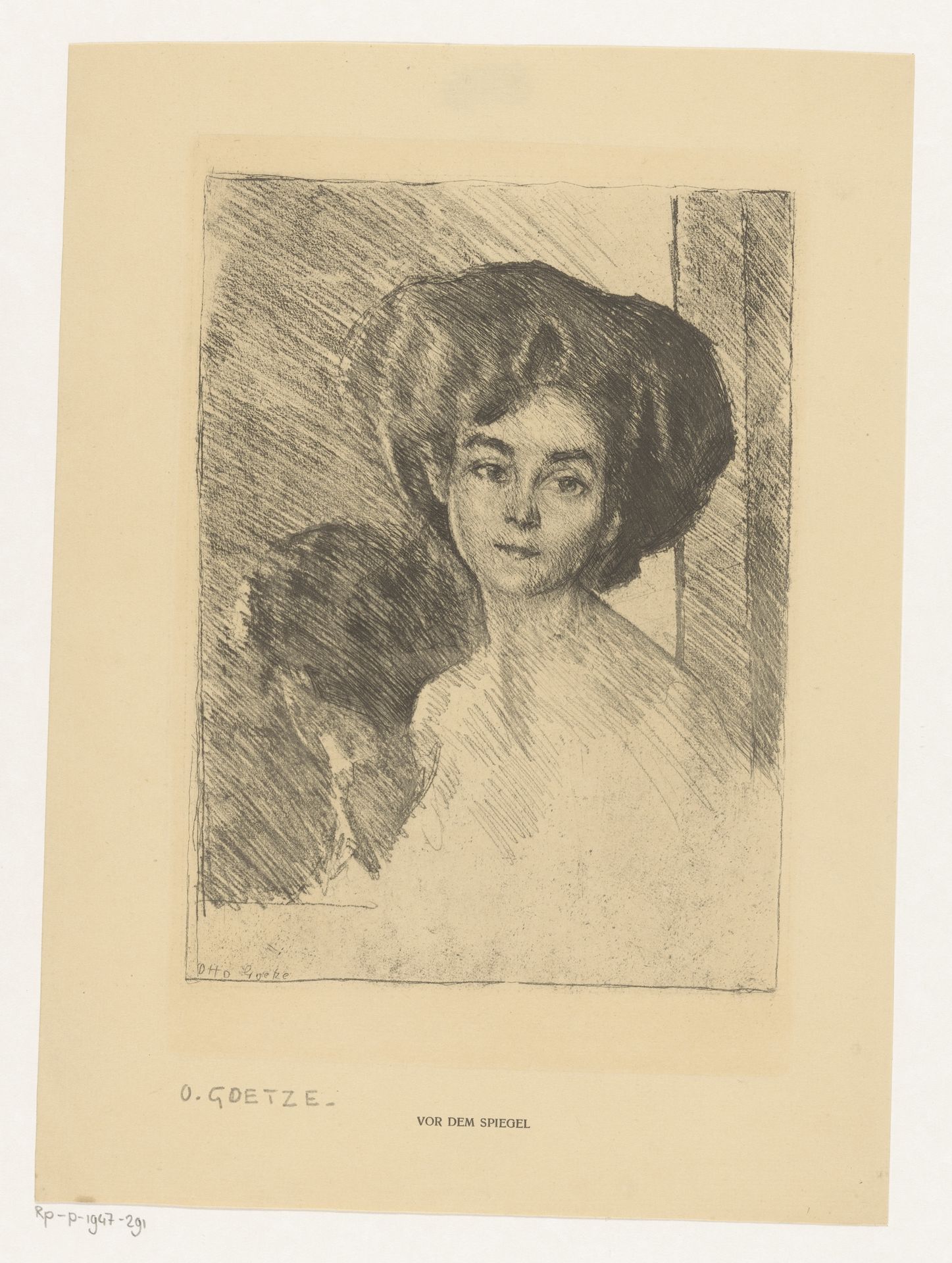 Jonge vrouw voor een spiegel by Otto Goetze