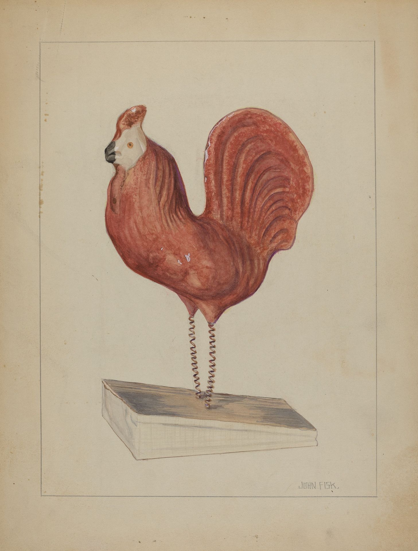 Pa. German Toy Bellows Rooster by John Fisk