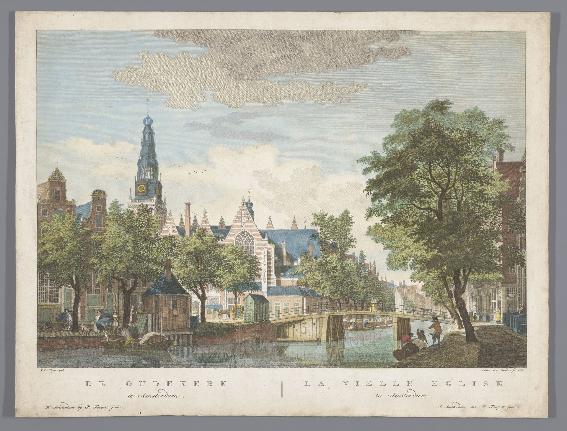 Gezicht op de Oude Kerk te Amsterdam by Pierre Fouquet