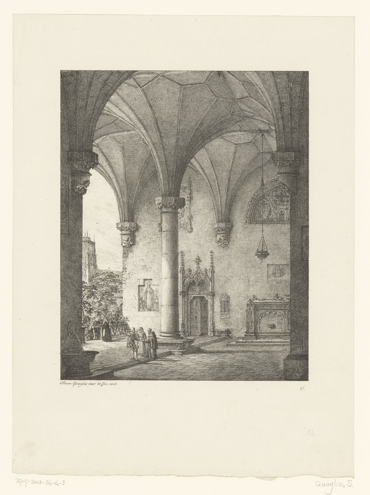 Gezicht op een gotisch klooster by Simon Quaglio