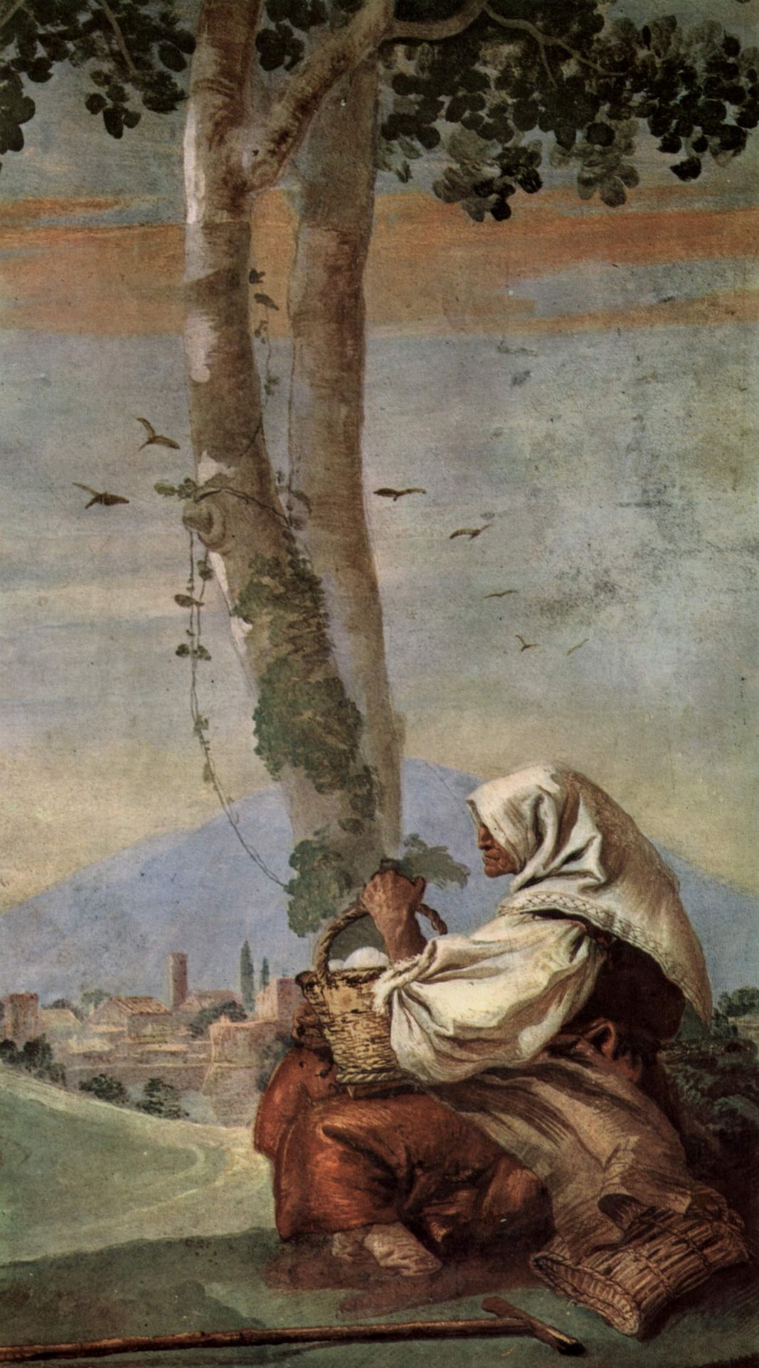 Landscape with sitting farmer by Giovanni Domenico Tiepolo