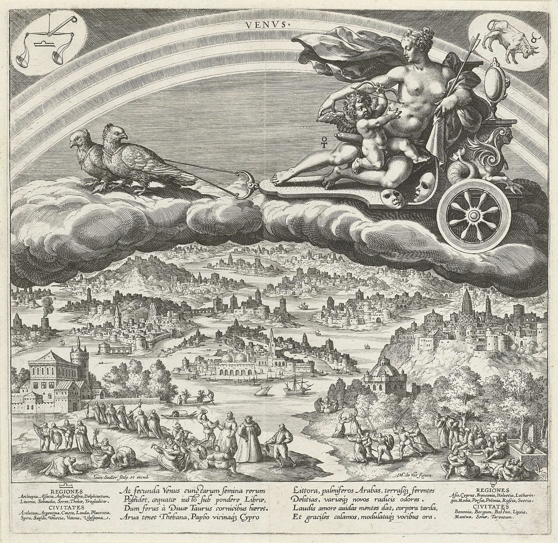 De planeet Venus en zijn invloed op de wereld by Johann Sadeler I