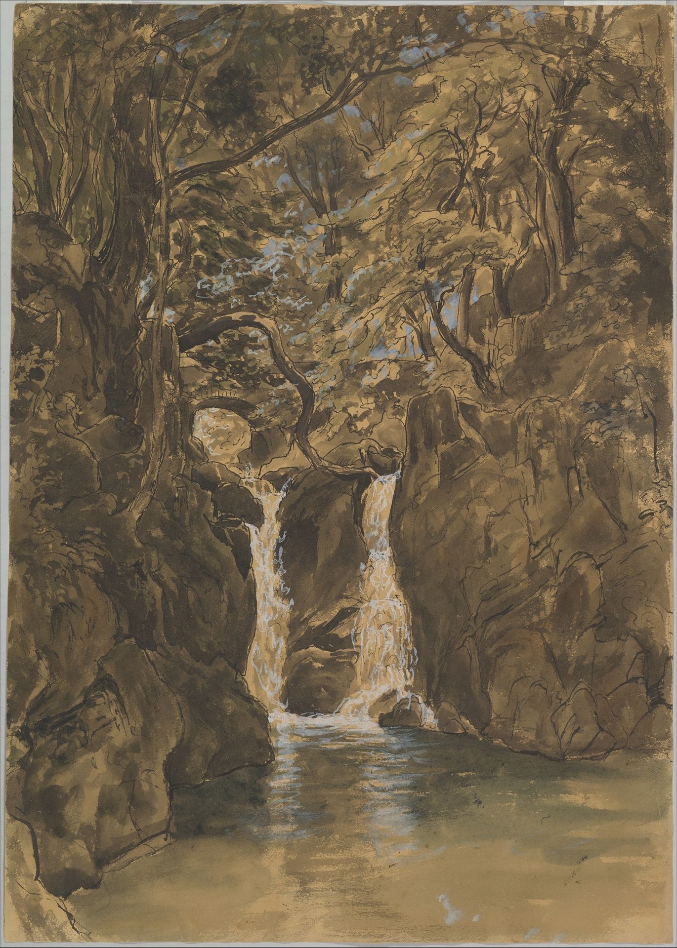 A View of Lower Rydal Falls, Cumbria by Thomas Fearnley