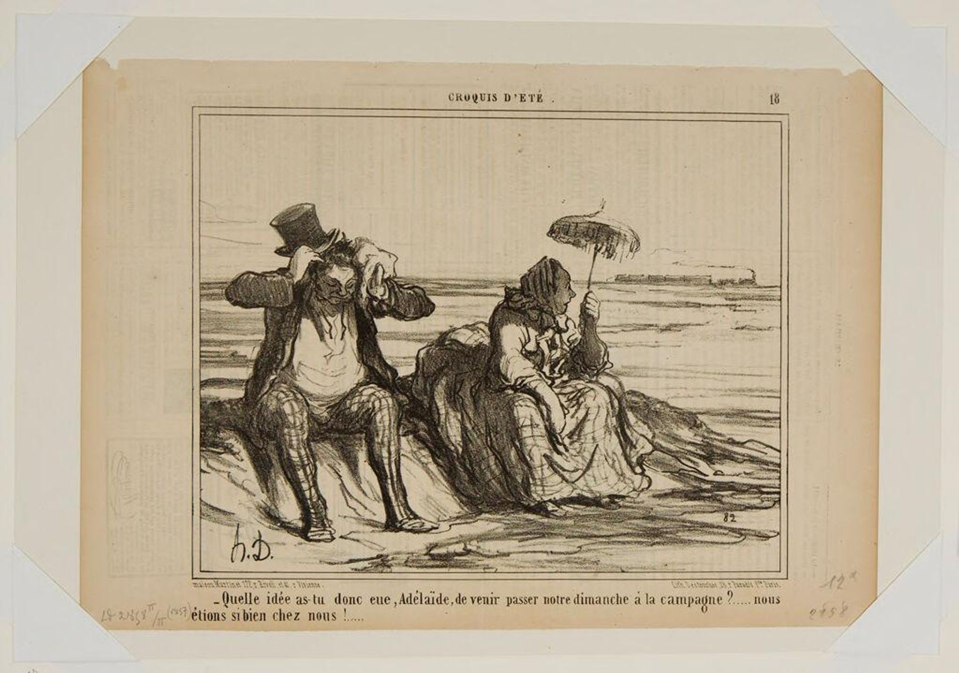 "What put it into your head, Adelaide, to go spend our Sunday in the country?...we would have been so much better off at home!...." by Honoré Daumier