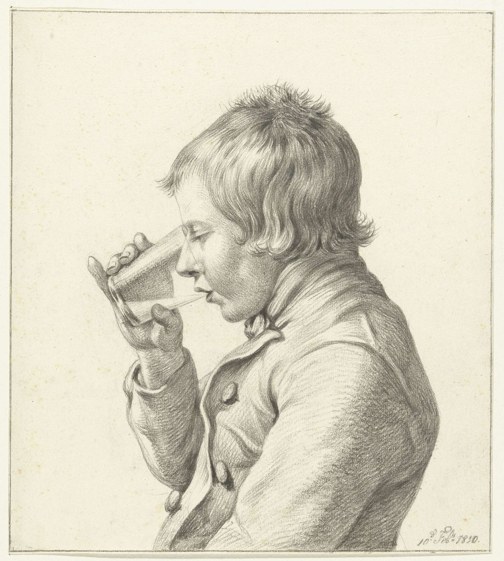Jongen, drinkend uit een glas by Jean Bernard