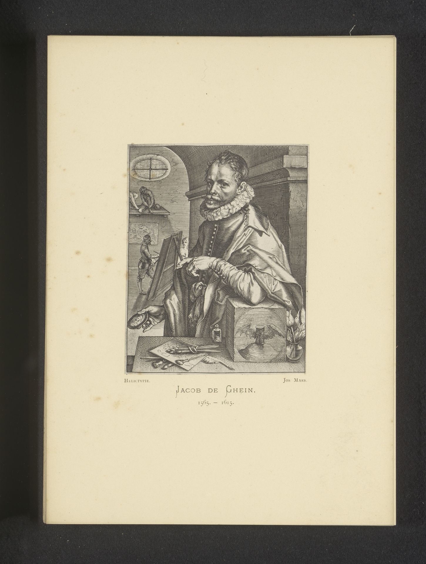 Reproductie van een gravure van een portret van Jacob de Gheyn door Hendrick Hondius by Joseph Maes