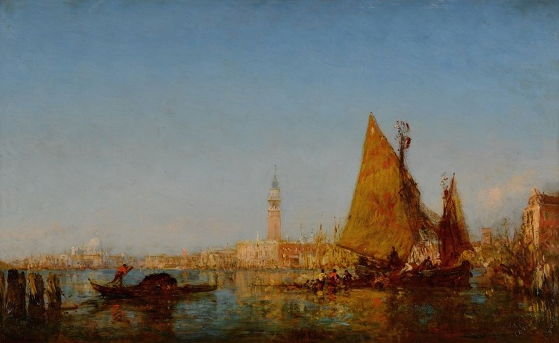 Fishing Boats in the Bacino, Palazzo Ducale and the Campanile Beyond by Félix Ziem