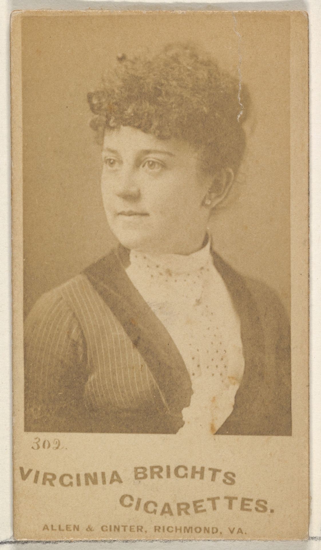Card 302, from the Actors and Actresses series (N45, Type 5) for Virginia Brights Cigarettes by Allen & Ginter