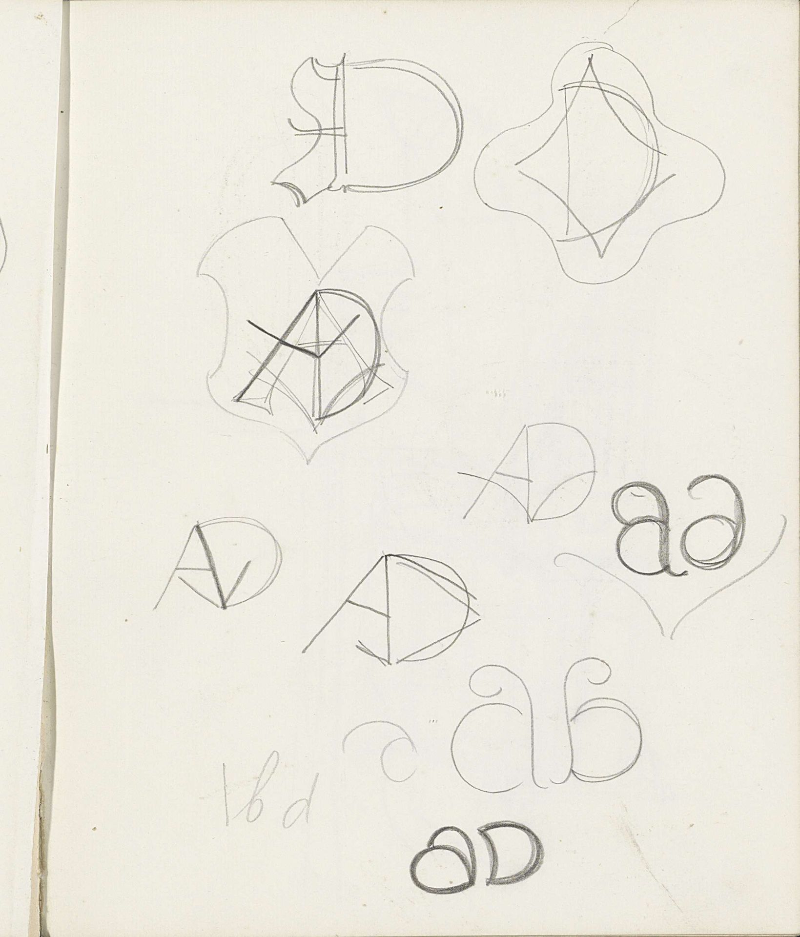 Ontwerpen voor de letters 'A' en 'D' by Carel Adolph Lion Cachet