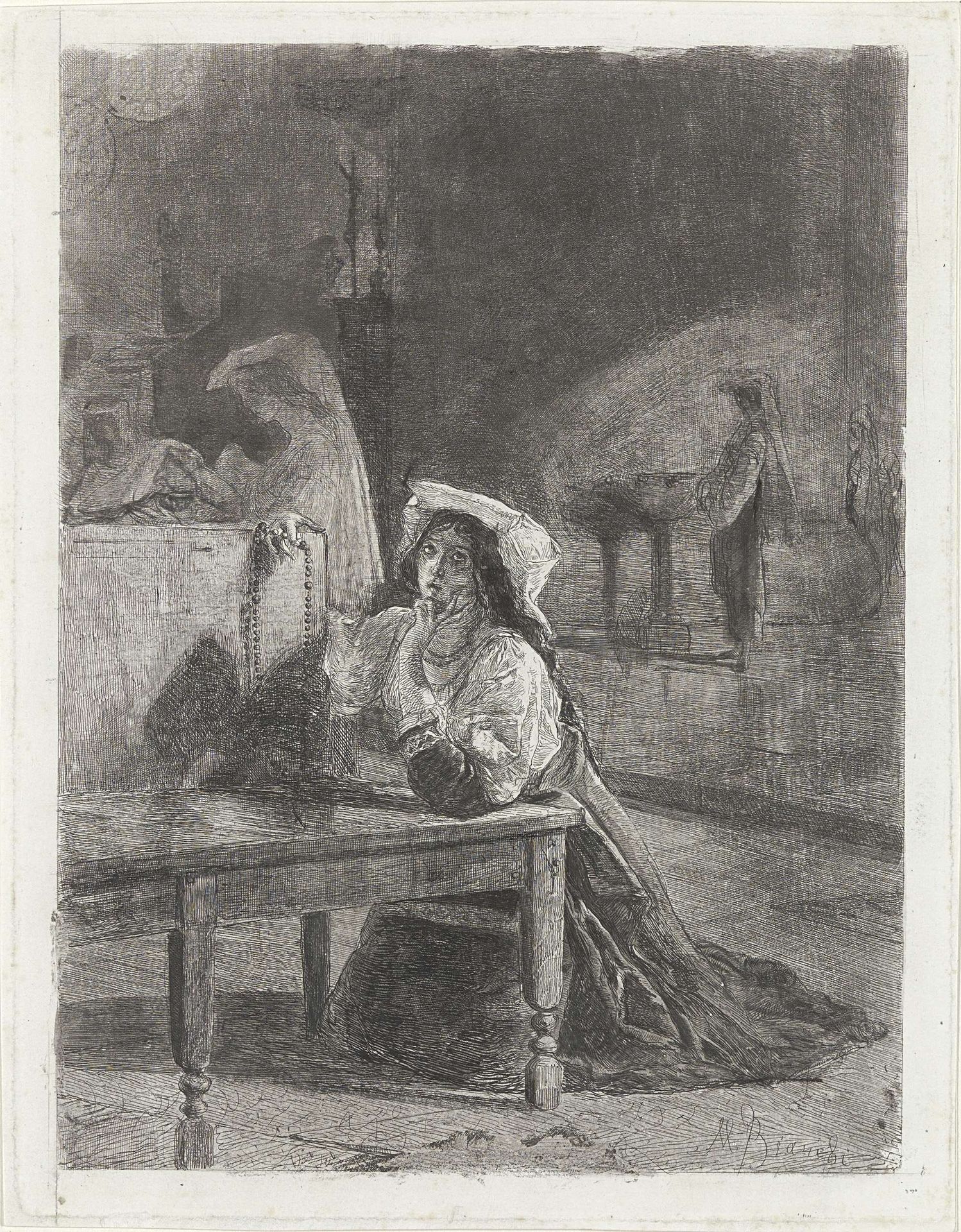 Vrouw met rozenkrans by Mosè di Giosué Bianchi