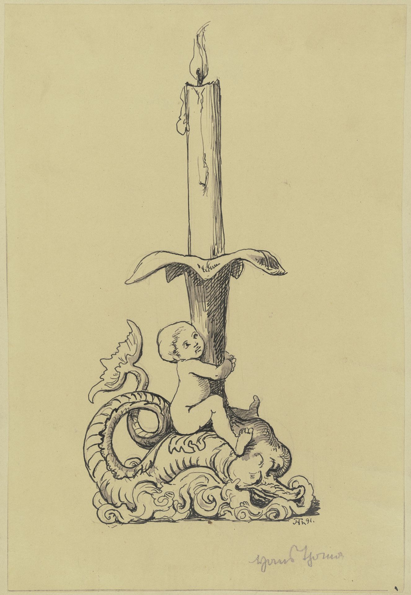 Candlestick angel by Hans Thoma