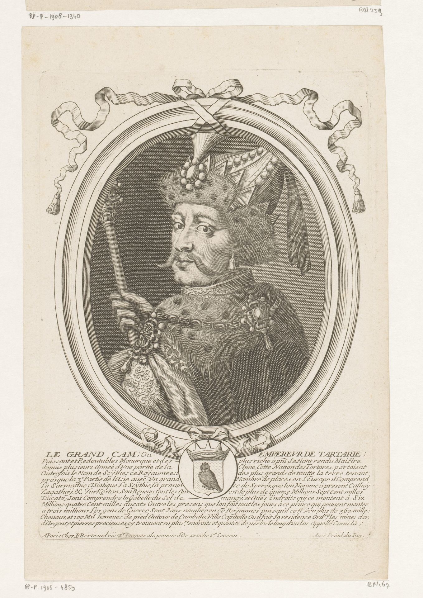 Portret van een Tartaarse keizer by Nicolas de (I) Larmessin