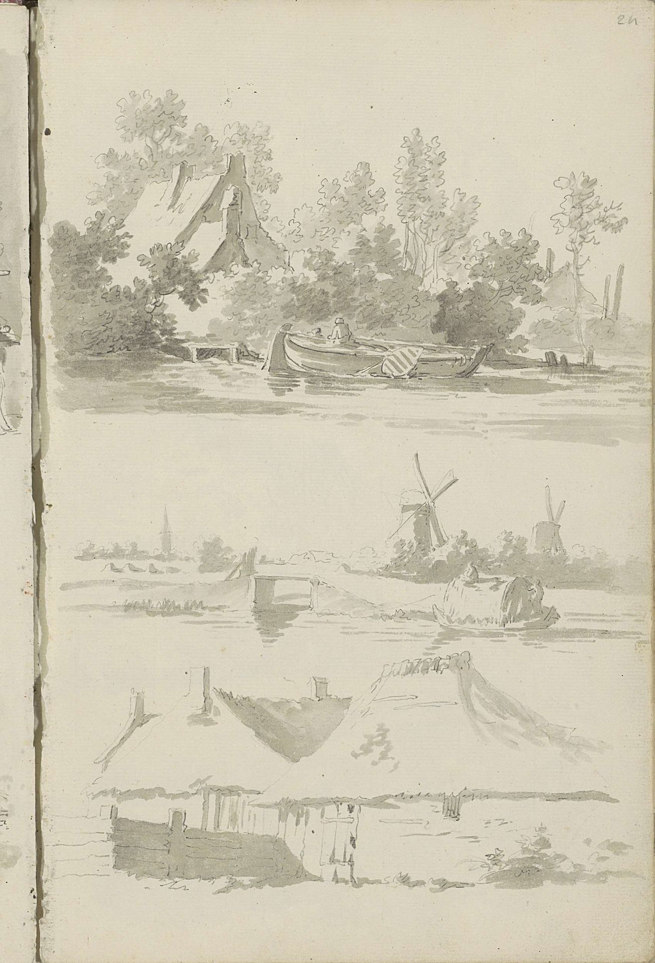Riviergezichten en een boerderij by Barend Hendrik Thier