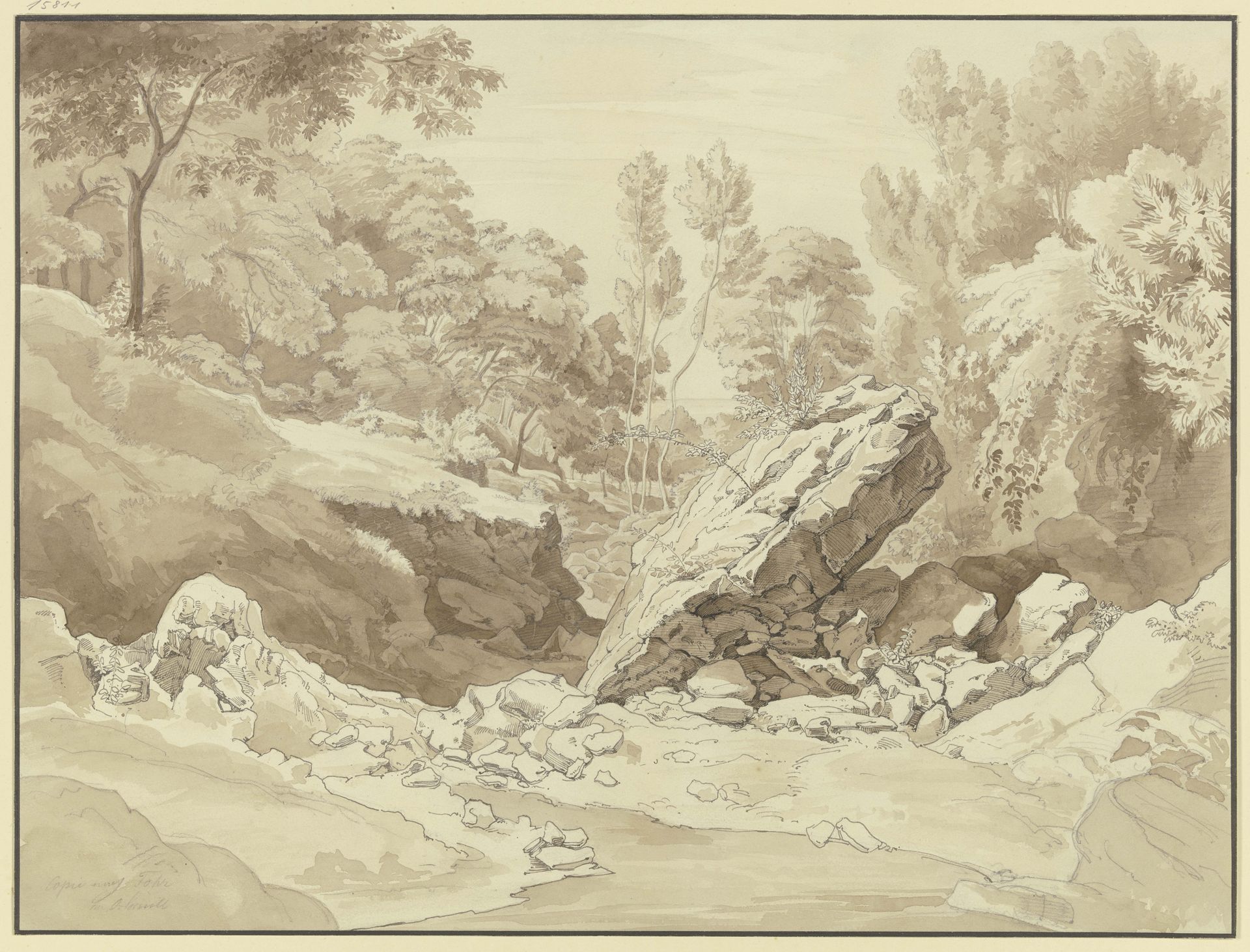 Stony forest landscape by Otto Cornill