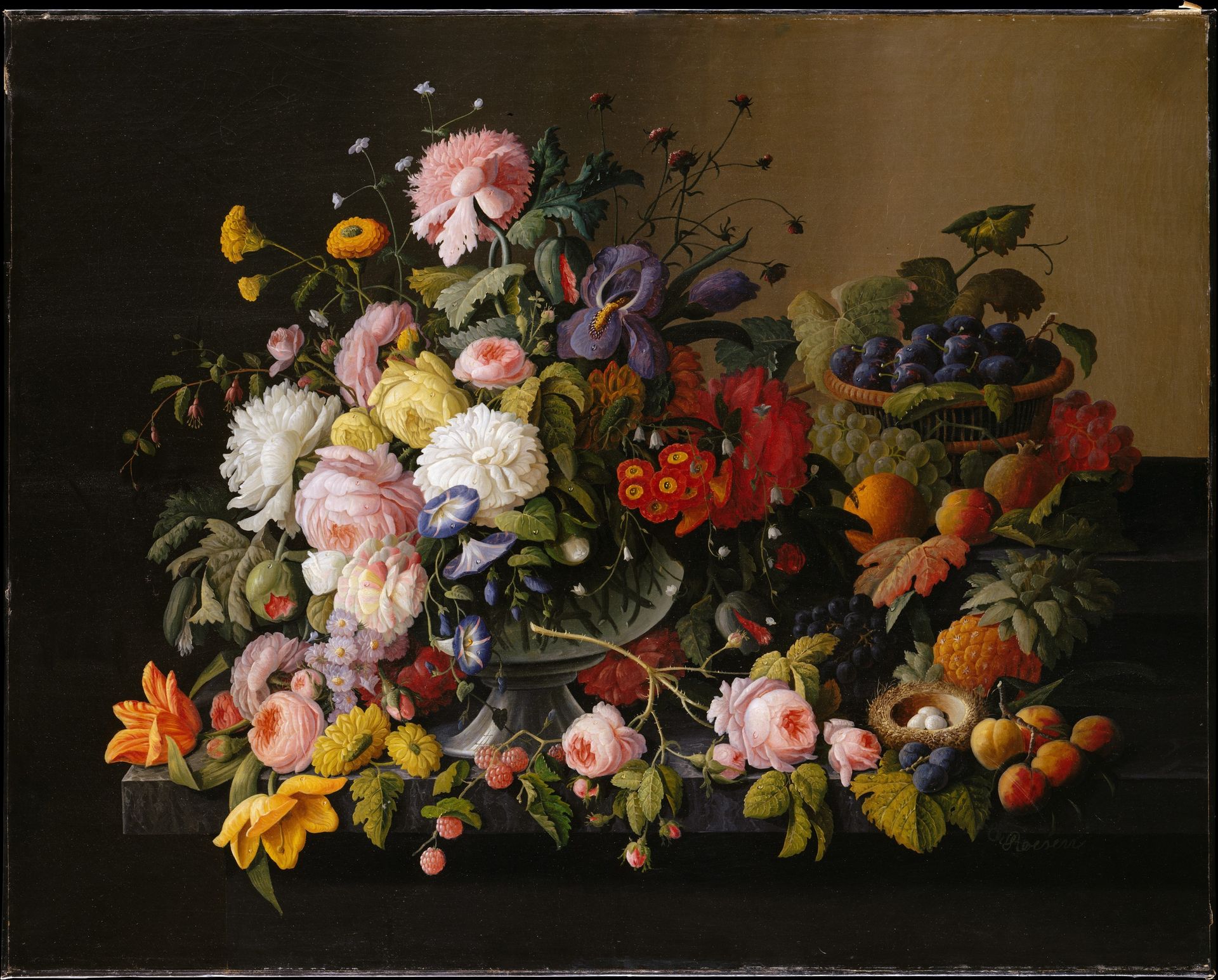 Still Life: Flowers and Fruit by Severin Roesen