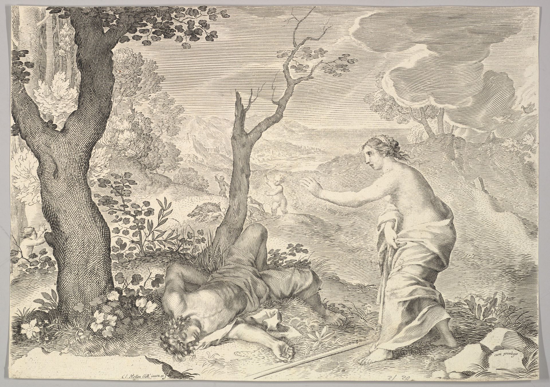 Death of Adonis by Claude Mellan