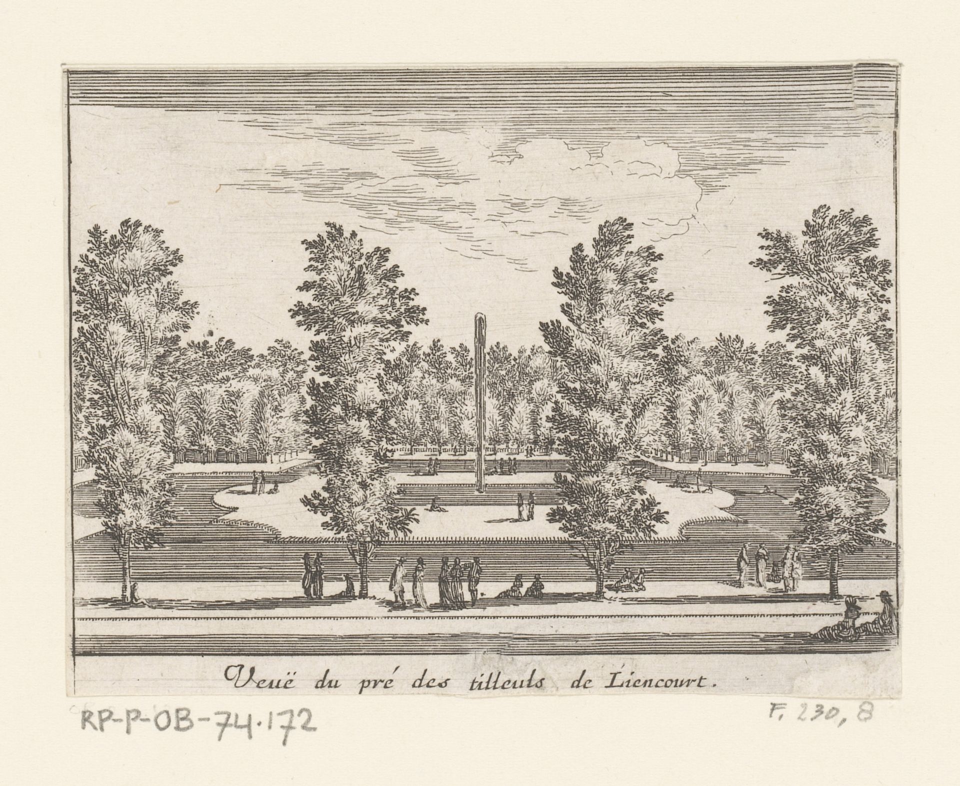 Gezicht op weide met lindebomen bij Rochefoucauld by Israel Silvestre