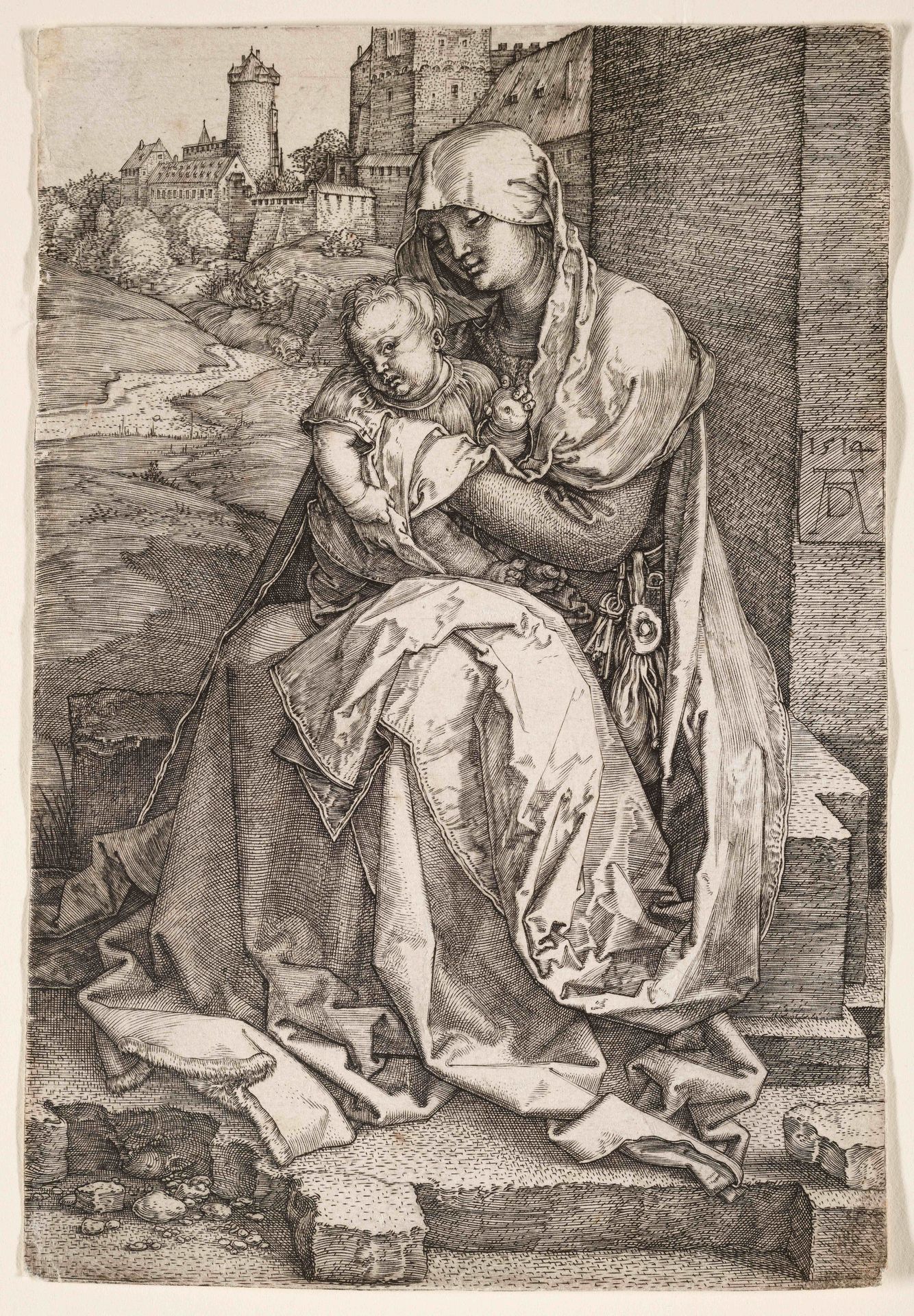 Virgin and Child Seated by the Wall by Albrecht Durer
