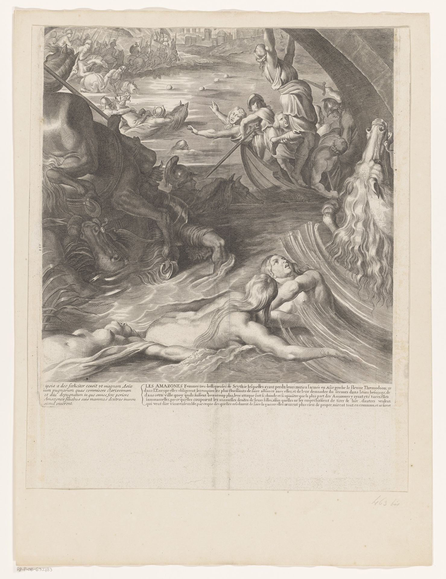 Gevecht tussen Amazones en Grieken (deel midden onder) by François Ragot
