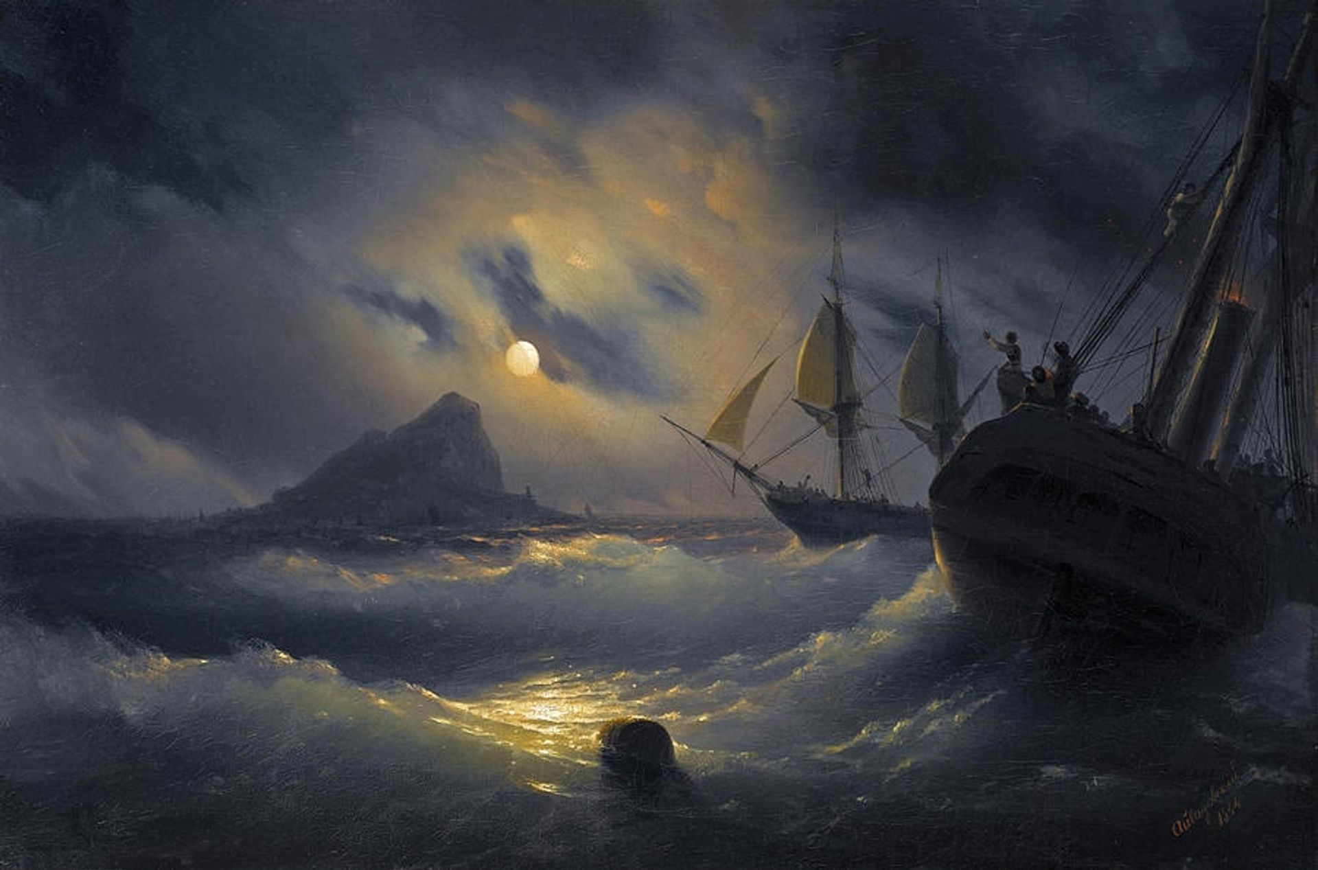 Gibraltar by Night by Ivan Konstantinovich Aivazovsky