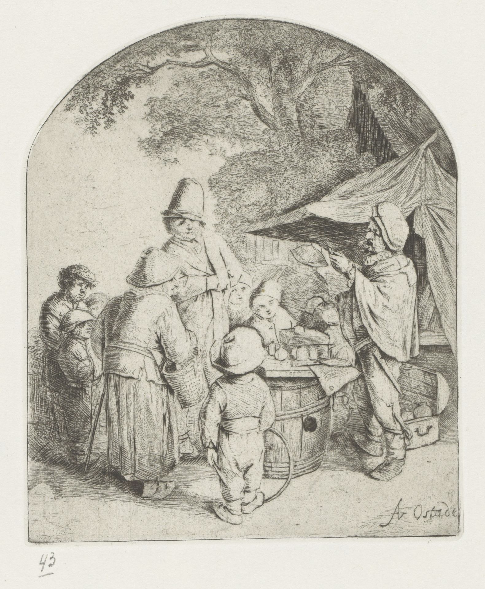 Kwakzalver verkoopt zijn waren by Adriaen van Ostade