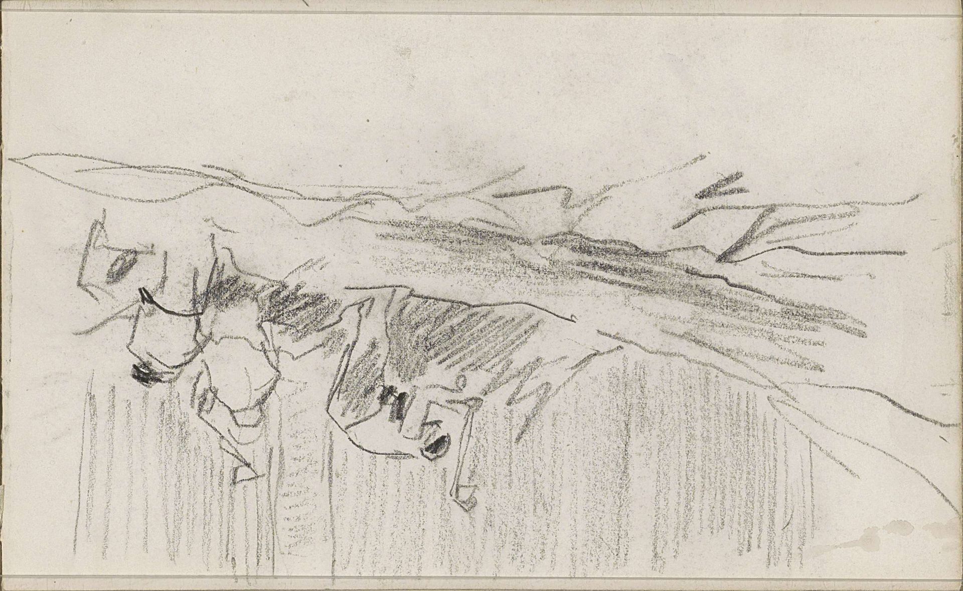 Houthakkers die een neergehaalde boom in stukken hakken by Anton Mauve