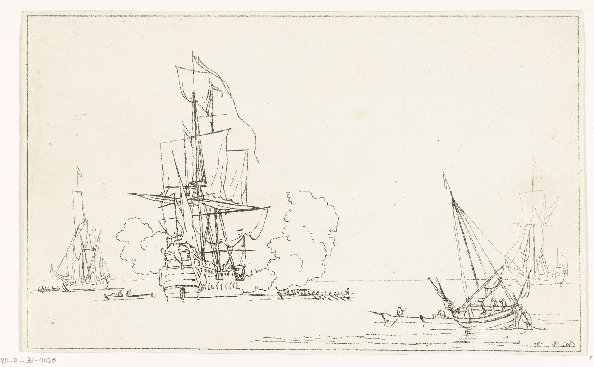 Zeeslag by Anthonie van den Bos