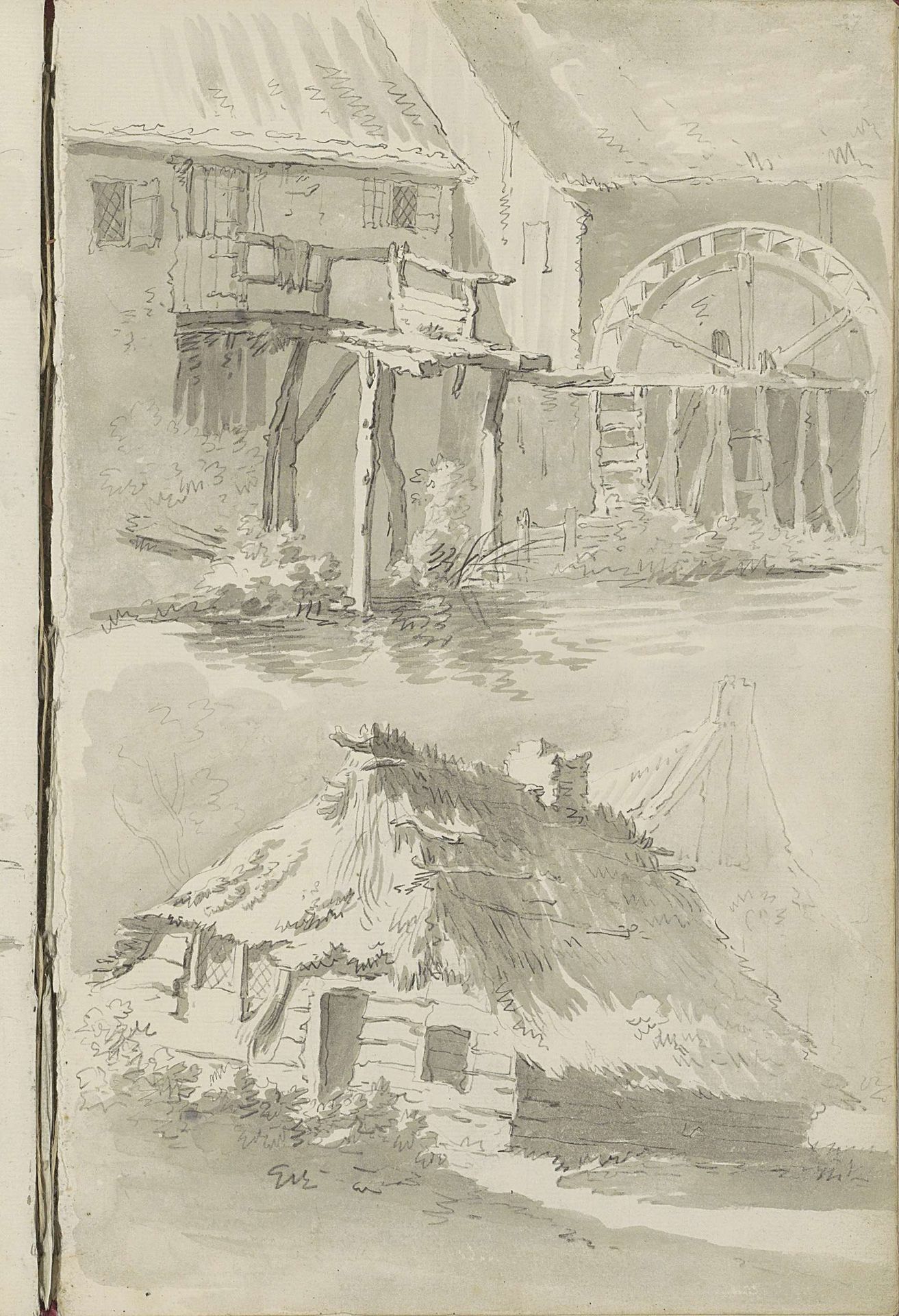 Watermolen en een schuur by Barend Hendrik Thier
