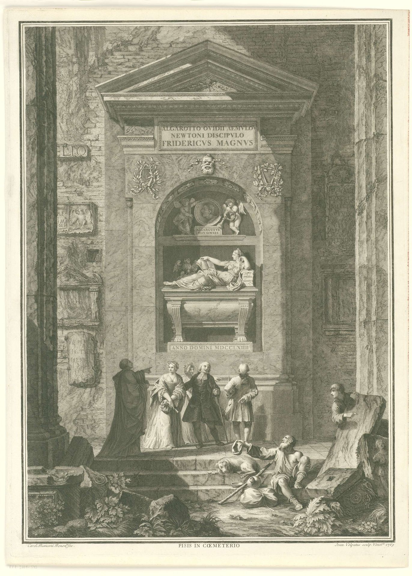 Het grafmonument van Francesco Algarotti in het Campo Santo te Pisa by Giovanni Volpato