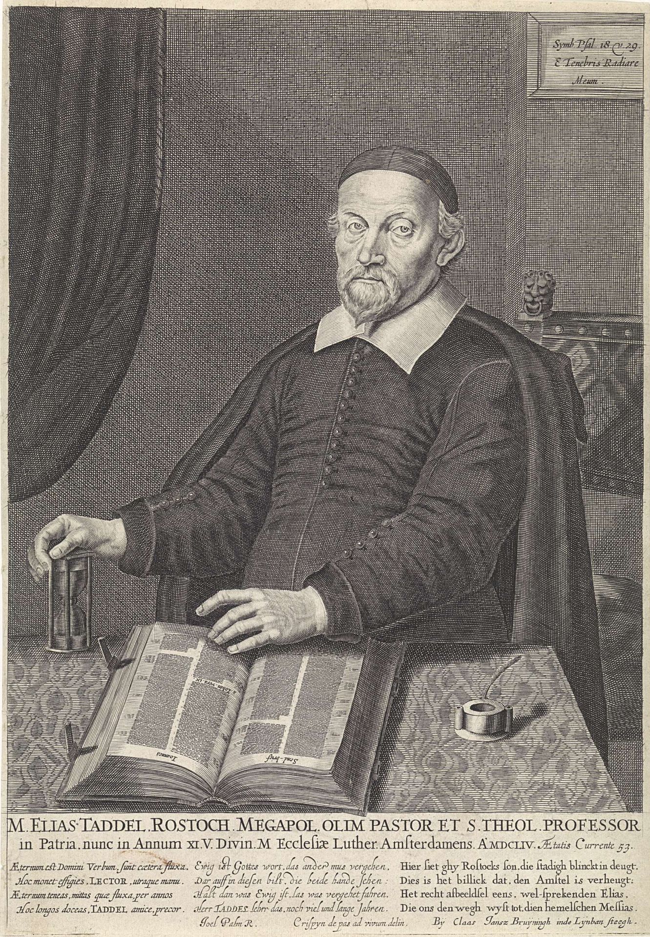 Portret van Elias Taddel by Crispijn van de (II) Passe