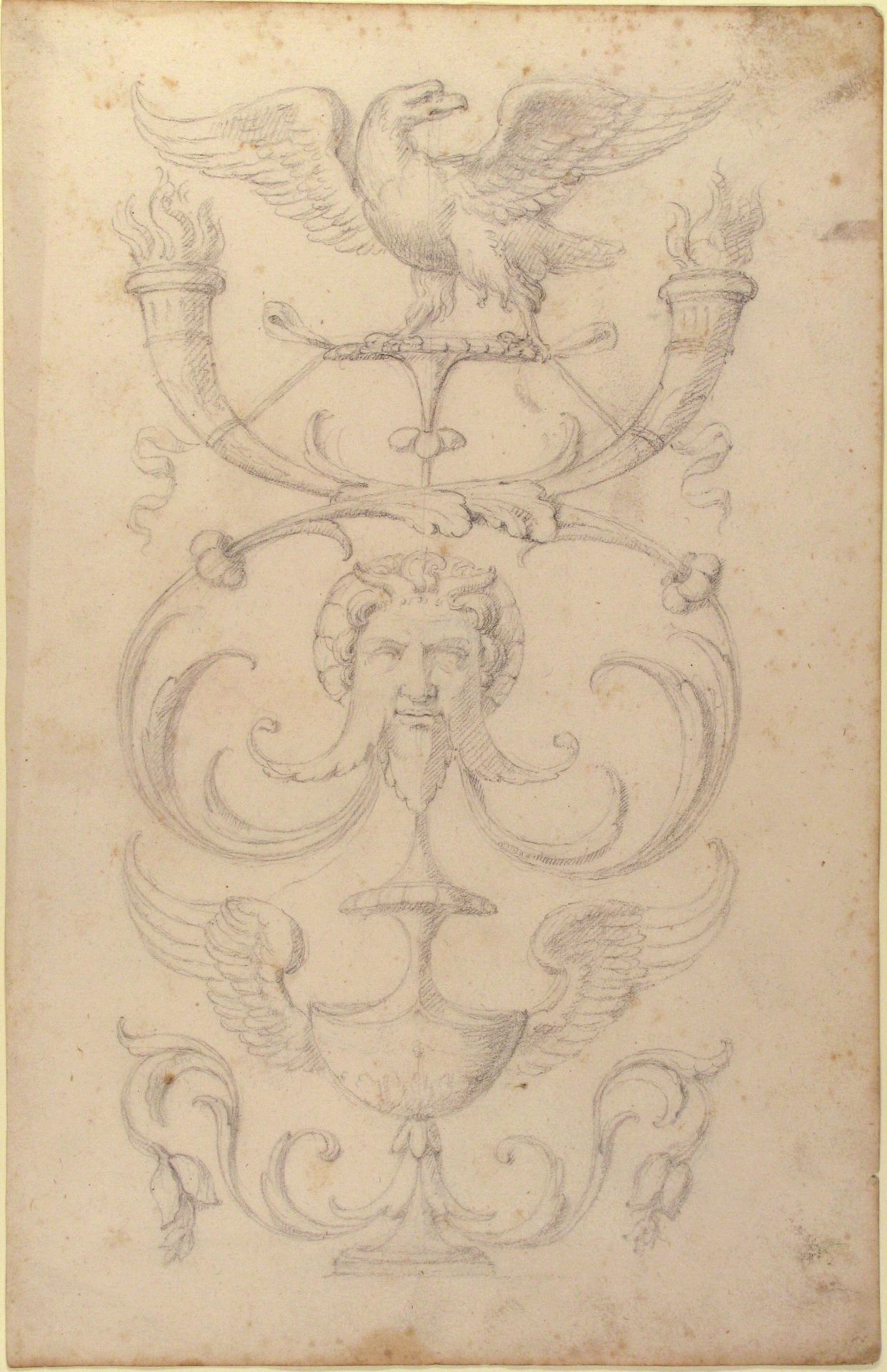 Drawing of a Grotesque after a 16th-century Decorative Relief. by Filippo Cretoni