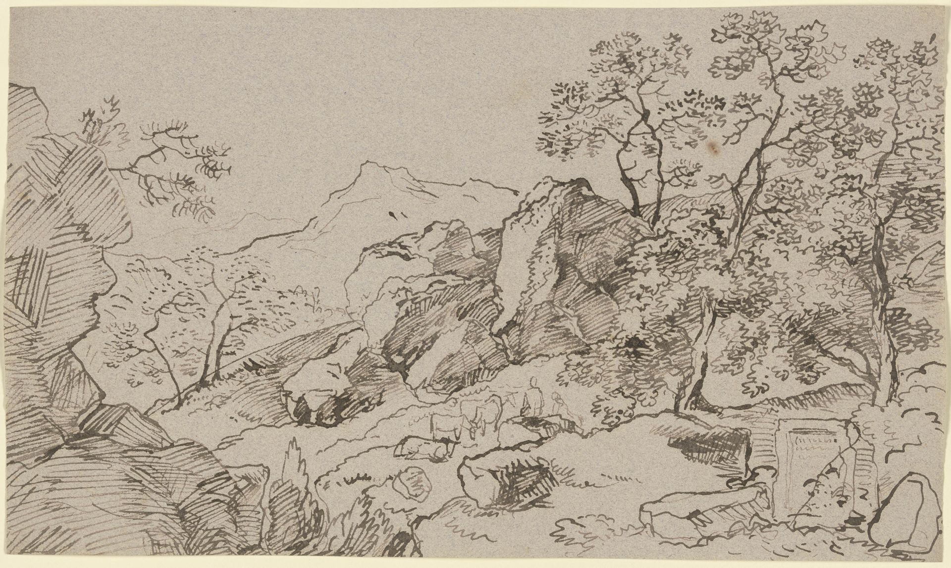 Gebirgslandschaft mit weidendem Vieh by Franz Kobell