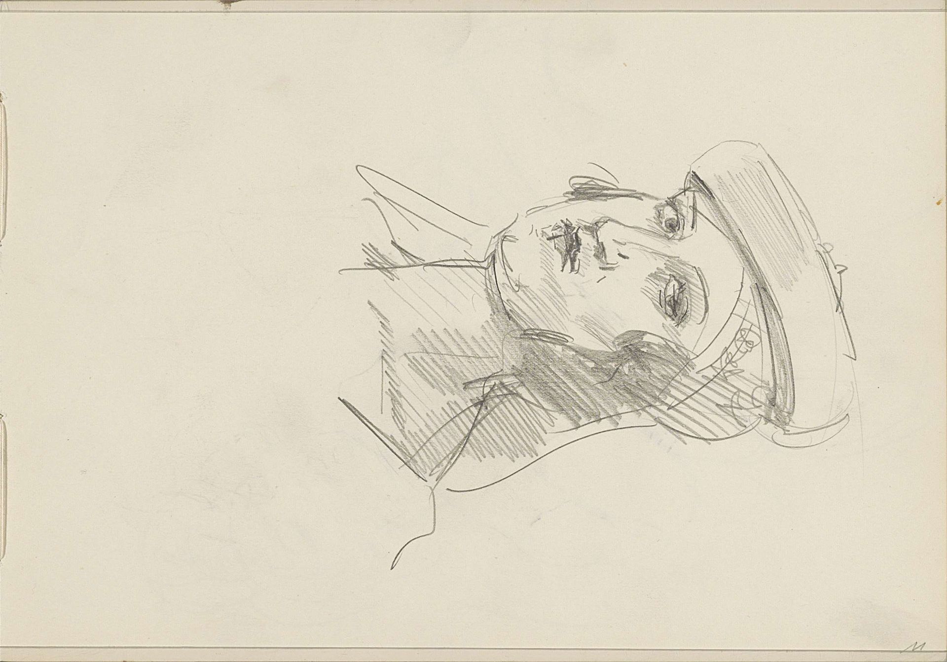 Vrouwenhoofd met hoofddoek en baret by Isaac Israels