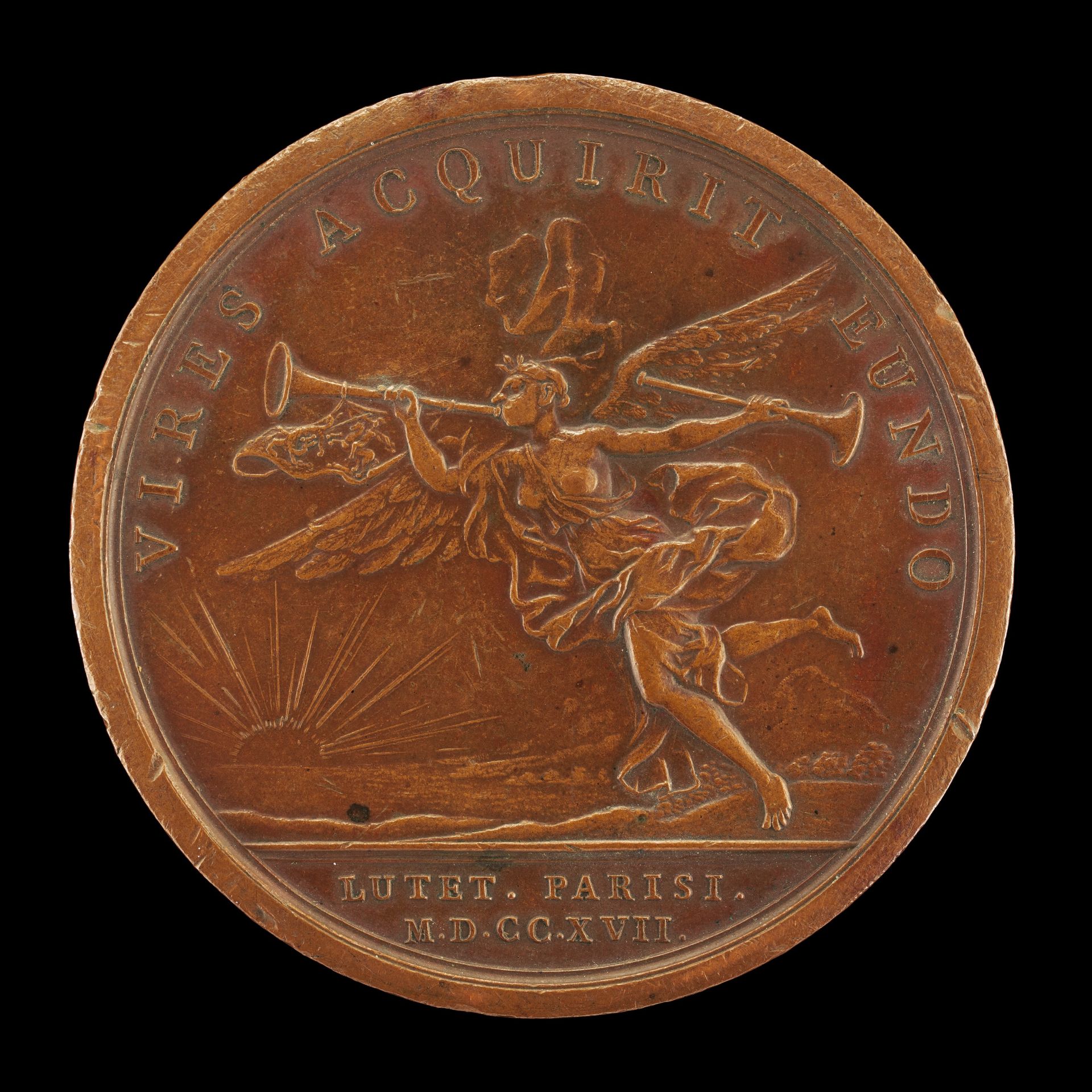 Fame Blowing Her Trumpet [reverse] by Jean Duvivier