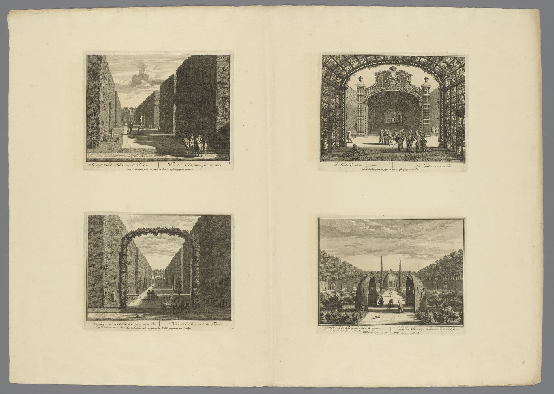 Beeldengang in de tuin / Laan met begroeide bogen / Begroeide tuingalerijen / Boomgaard by Isaac de Moucheron