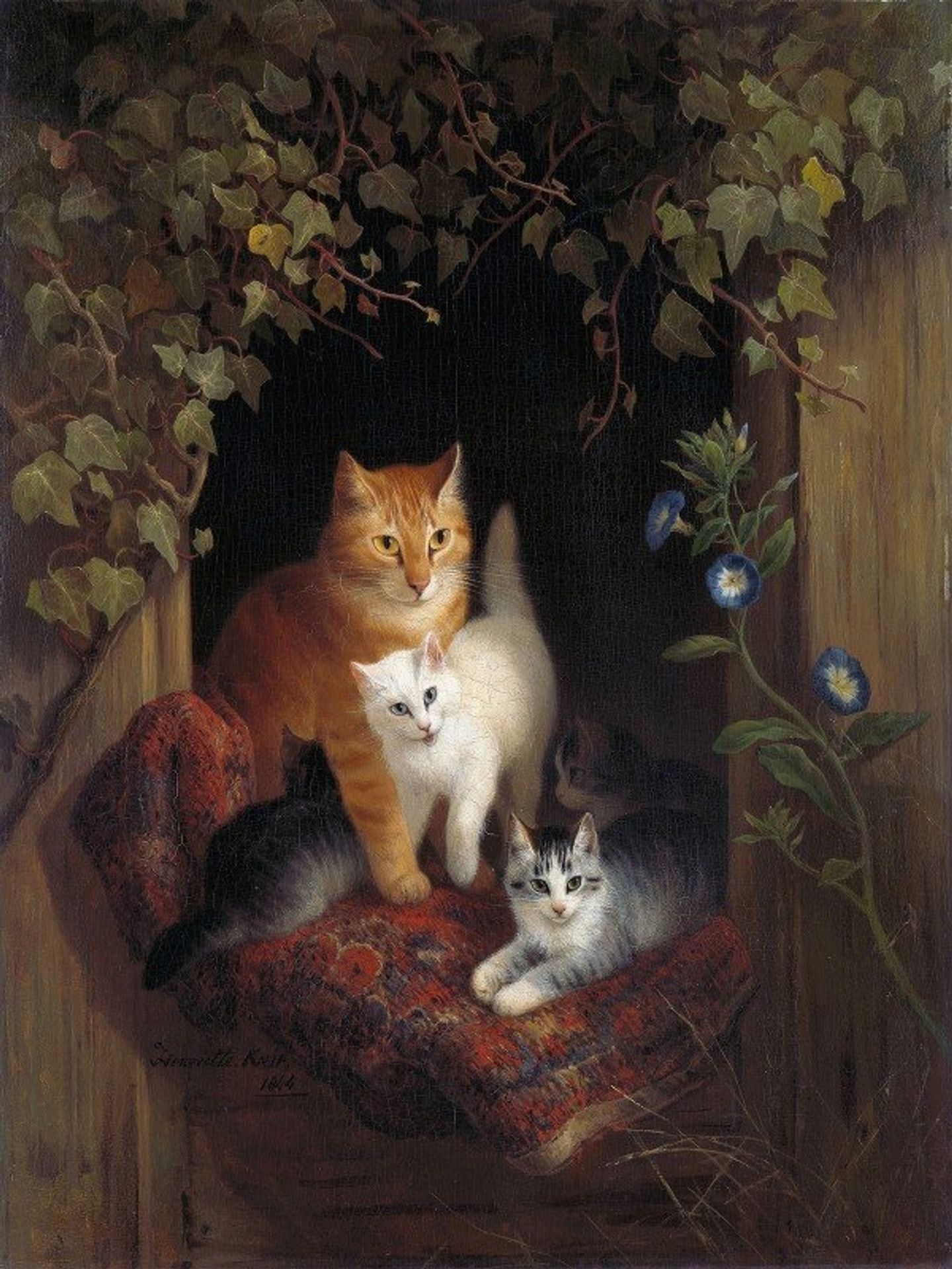 Cat with Kittens by Henriëtte Ronner-Knip