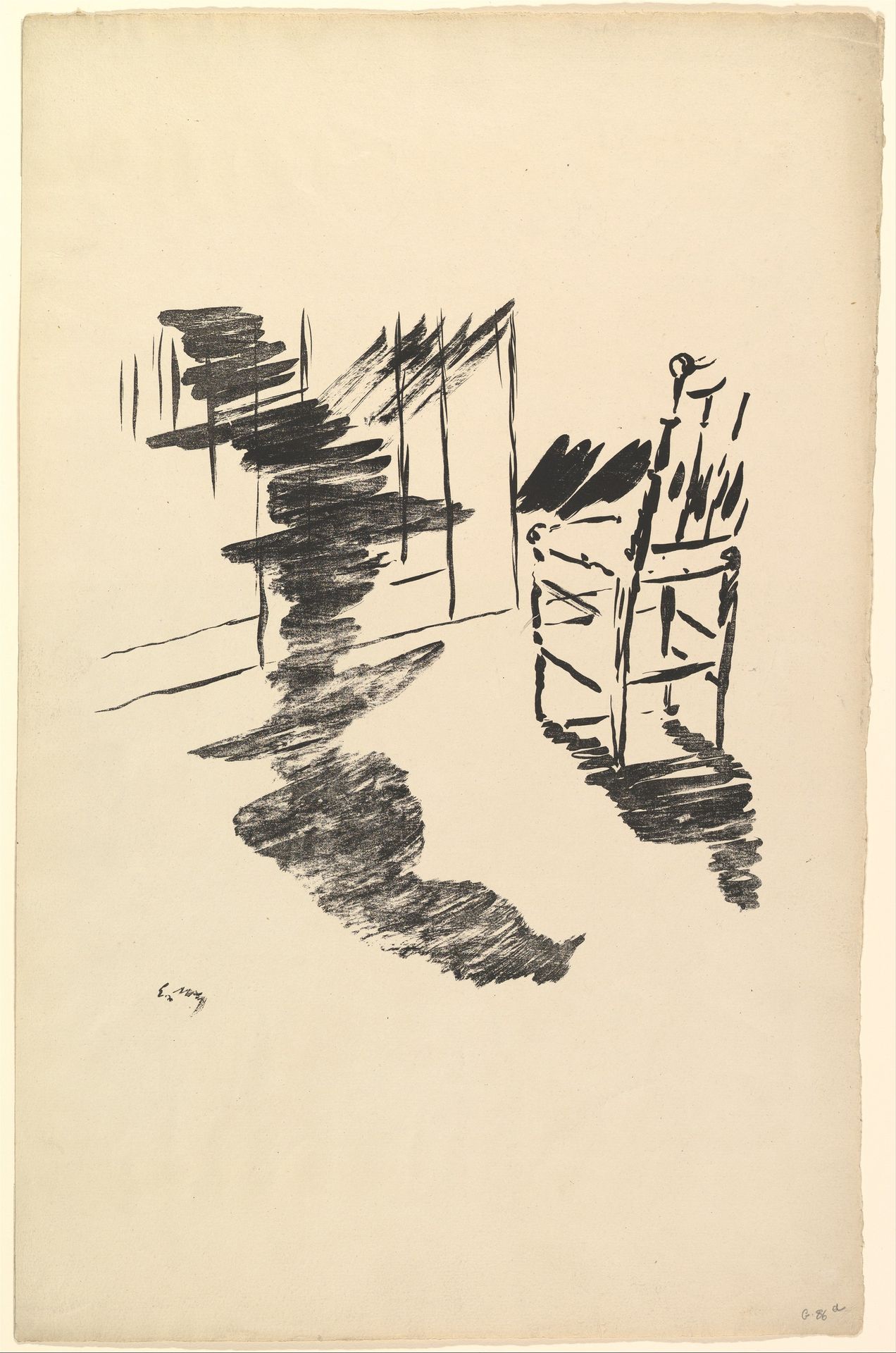 The Shadow that Lies Floating on the Floor.  Illustration to The Raven by Edgar Allan Poe by Edouard Manet